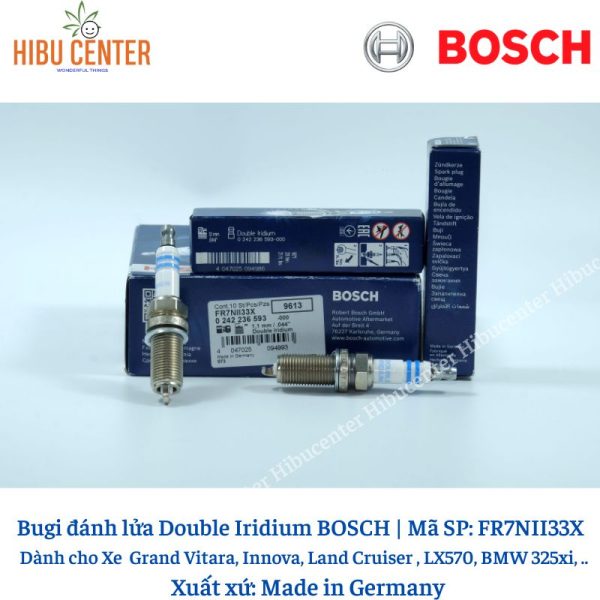 Bugi Chân Dài Double Iridium BOSCH Fr7Nii33X Cho Xe Grand Vitara, Innova 2.0, Land Cruiser, LX570, GX460 , LS460  ..