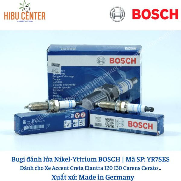 Bugi Chân Dài Nikel-Yttrium BOSCH YR7SES Cho Xe Accent Creta Elantra I20 I30 Carens Cerato ..