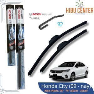 BOSCH Cặp Gạt Mưa Cho Xe Honda City AeroTwin 26" / 65cm  - 14" / 35cm (Đời 2009- 2023)