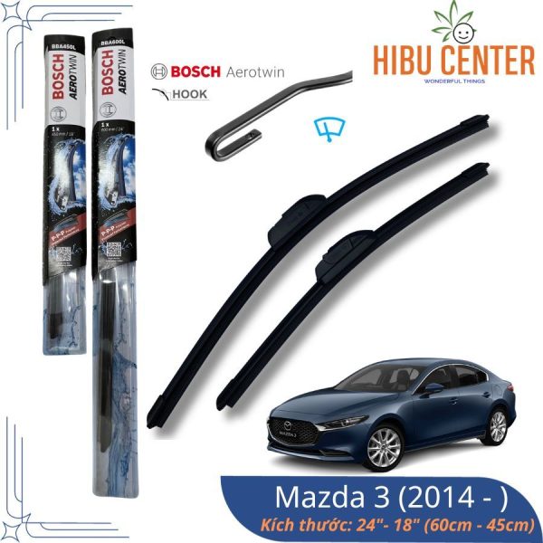 BOSCH Cặp Gạt Mưa AeroTwin 24" / 60cm - 18" / 45cm Cho Xe Mazda3 (2014- 2019), Cx5 (2011-2017)