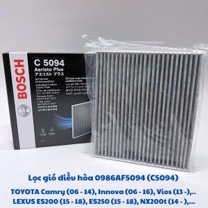 Lọc Gió Điều Hòa Than Hoạt Tính BOSCH C5094 Dành Cho Camry, Altis, Fortuner, Hilux, Innova..ES250..