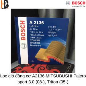 BOSCH Lọc Gió Động Cơ A2136 Dành cho xe Mitsubishi Pajero sport 3.0 (08-), Triton (05-)