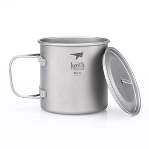 Cốc Titanium Keith có tay cầm và nắp đậy