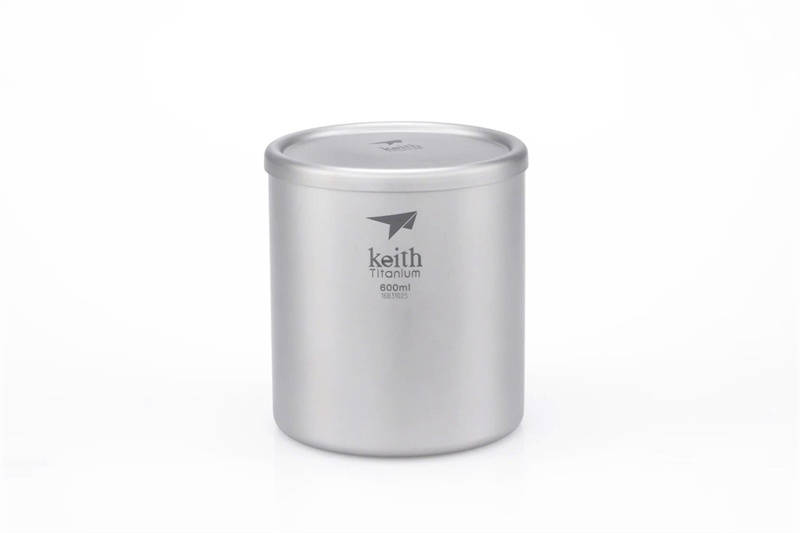 Cốc titanium 2 lớp có nắp Keith Titanium Ti3307 600ml