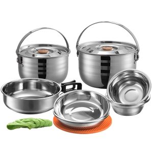 Bộ nồi nấu ăn dã ngoại bằng thép không rỉ Campingmoon Cookware MC-210 (6 người)