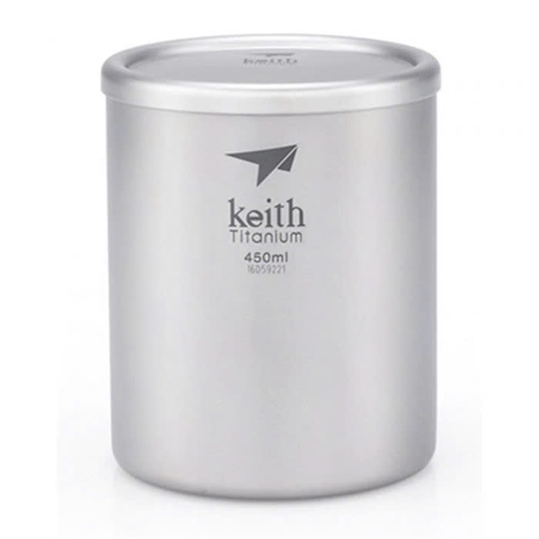 Cốc titanium 2 lớp có nắp Keith Titanium Ti3303 450ml