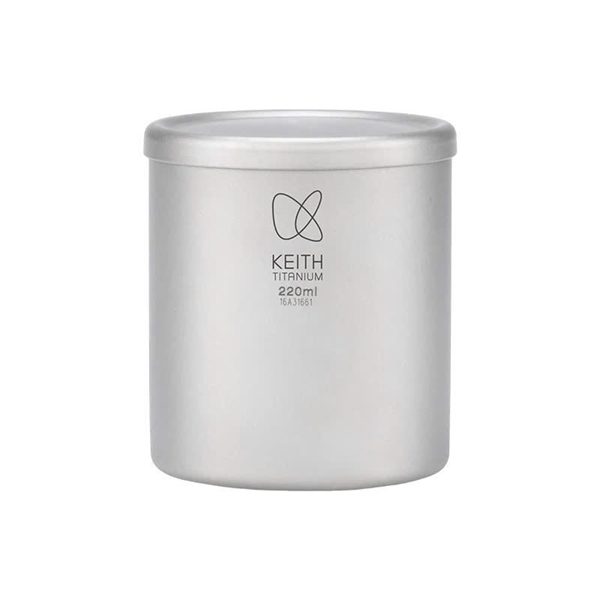 Cốc titanium 2 lớp có nắp Keith Titanium Ti3301 220ml