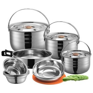 Bộ nồi nấu ăn dã ngoại bằng thép không rỉ Campingmoon Cookware MC-240 (8 người)