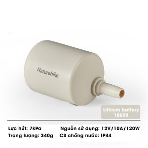 Bơm hơi sạc điện công suất cao Naturehike NH21ZM009